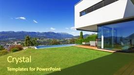  Presentation with infinity - Amazing slides having minimalist green - villa infinity swimming pool backdrop and a tawny brown colored foreground