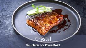  Presentation with salmon fish - Slide set consisting of minimalistic-design-japanese-salmon-fish background and a ocean colored foreground