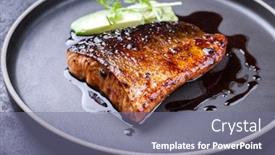  Presentation with minimalistic - Slide deck consisting of minimalistic-design-japanese-salmon-fish background and a gray colored foreground