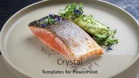  Presentation with salmon fish - Slide set featuring minimalistic-design-salmon-fish-filet background and a mint green colored foreground