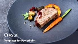  Presentation with minimalistic - Presentation design featuring minimalistic-gourmet-meatloaf-slice background and a ocean colored foreground