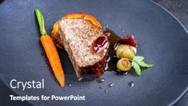  Presentation with minimalistic - PPT theme with minimalistic-gourmet-meatloaf-slice background and a ocean colored foreground