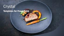  Presentation with minimalistic - PPT layouts with minimalistic-gourmet-meatloaf-slice background and a ocean colored foreground