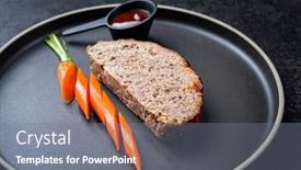  Presentation with minimalistic - Slide deck consisting of minimalistic-gourmet-meatloaf-slice background and a gray colored foreground
