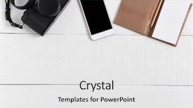  Presentation with home office - Slide set consisting of minimally styled home office desk background and a white colored foreground