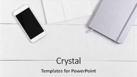  Presentation with pink home office - PPT theme with minimally styled home office desk background and a white colored foreground