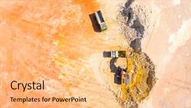  Presentation with heavy industry - Presentation design consisting of mining - aerial view of a excavator background and a yellow colored foreground