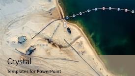  Presentation with deep blue - PPT theme consisting of mining - aerial view of machinery background and a coral colored foreground