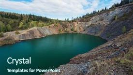  Presentation with blue water - Theme having mining - blue lake in altai this background and a ocean colored foreground