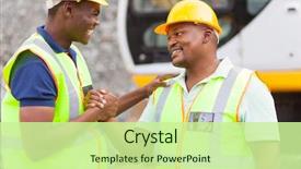  Presentation with cheerful - Presentation theme featuring mining - cheerful african mine workers hands background and a soft green colored foreground