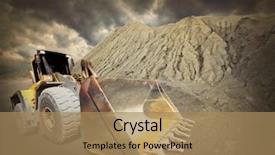  Presentation with disaster - Cool new PPT theme with mining - excavator in the mine ecology backdrop and a coral colored foreground