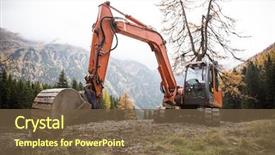  Presentation with alps - Cool new presentation theme with mining - excavator working on a mountains backdrop and a tawny brown colored foreground