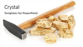  Presentation with nuggets - Slide deck enhanced with mining - golden nuggets with hummer isolated background and a white colored foreground