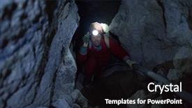  Presentation with cooperative - Beautiful slide set featuring mining - lady tourist climbs rocks inside backdrop and a wine colored foreground