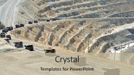  Presentation with trucks - Slides featuring mining - line of monster dump trucks background and a mint green colored foreground