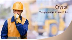  Presentation with construction work - Slide set featuring mining - senior engineer man construction worker background and a lemonade colored foreground