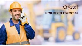  Presentation with construction work - Audience pleasing slide set consisting of mining - senior engineer man construction worker backdrop and a lemonade colored foreground