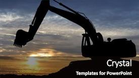  Presentation with excavator - Audience pleasing PPT theme consisting of mining - silhouette of excavator loader backdrop and a black colored foreground