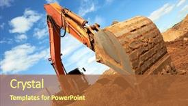  Presentation with quarry mining - Cool new slide deck with mining - track-type loader excavator machine doing backdrop and a red colored foreground