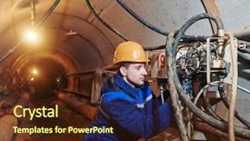  Presentation with mining equipment - Audience pleasing PPT theme consisting of mining - tunneller sinker worker connecting equipment backdrop and a tawny brown colored foreground