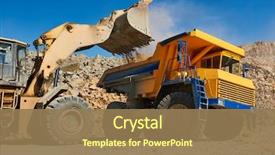  Presentation with ore - Presentation design consisting of mining - wheel loader loading ore background and a coral colored foreground