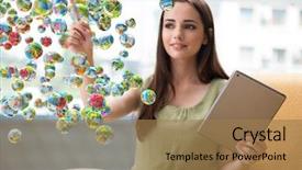  Presentation with social networks - Audience pleasing slide deck consisting of mining - young girl in social networks backdrop and a coral colored foreground