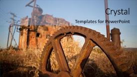  Presentation with artifacts - Presentation theme with mining artefacts historical old antique background and a light blue colored foreground