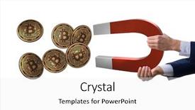  Presentation with magnet - Audience pleasing slide set consisting of mining bitcoins with horseshoe magnet backdrop and a white colored foreground