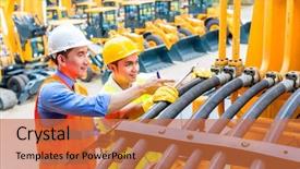  Presentation with task - Theme having mining engineering - asian motor mechanic discussing background and a red colored foreground