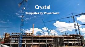  Presentation with mining engineering - Theme enhanced with mining engineering - construction site of football stadium background and a teal colored foreground