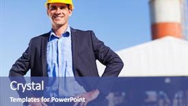  Presentation with mining engineering - Slide set enhanced with mining engineering - handsome industrial manager portrait outdoors background and a ocean colored foreground