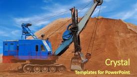  Presentation with mining engineering - Cool new presentation theme with mining engineering - heavy digger electric excavator standing backdrop and a red colored foreground