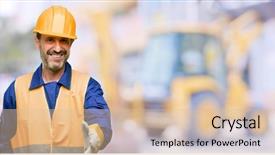  Presentation with mining engineering - Presentation design featuring mining engineering - senior engineer man construction worker background and a lemonade colored foreground