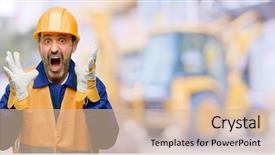  Presentation with construction work - Audience pleasing slide set consisting of mining engineering - senior engineer man construction worker backdrop and a lemonade colored foreground