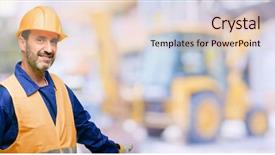  Presentation with construction work - Presentation featuring mining engineering - senior engineer man construction worker background and a lemonade colored foreground