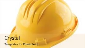  Presentation with mining engineering - PPT theme featuring mining engineering - yellow construction helmet isolated background and a yellow colored foreground