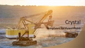  Presentation with granite - Amazing PPT layouts having mining excavator and dump truck backdrop and a coral colored foreground