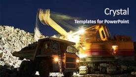  Presentation with dump truck - PPT theme having mining excavator loading granite background and a navy blue colored foreground