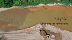  Presentation with environmental pollution - Audience pleasing presentation consisting of mining-in-river-causing-pollution backdrop and a coral colored foreground