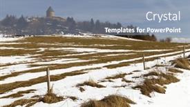  Presentation with 15th century - Presentation theme with mining-landscape-mednik-hill-unesco background and a light blue colored foreground