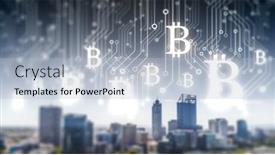  Presentation with mining - Colorful slide set enhanced with mining-of-crypto-currency-mixed backdrop and a light blue colored foreground