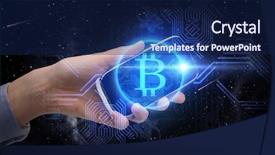  Presentation with black technology - Cool new presentation theme with cell phone system technologies - business cryptocurrency and future technology backdrop and a navy blue colored foreground