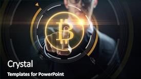  Presentation with hologram - Colorful PPT theme enhanced with bitcoin symbol hologram over black backdrop and a black colored foreground