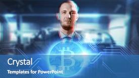  Presentation with hologram - Audience pleasing PPT theme consisting of symbol hologram over abstract background backdrop and a teal colored foreground
