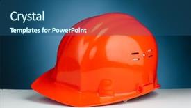  Presentation with blue and orange - Cool new presentation theme with mining safety - orange hard hat on blue backdrop and a  colored foreground