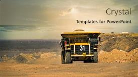  Presentation with truck - Presentation theme consisting of mining-truck-at-sunset background and a lemonade colored foreground