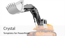  Presentation with bulldozer - Presentation theme consisting of soil building - bulldozer isolated on white background background and a white colored foreground