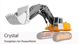  Presentation with bulldozer - Cool new theme with bulldozer isolated on white background backdrop and a white colored foreground