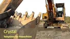  Presentation with heavy equipment - Presentation theme with heavy duty construction equipment parked background and a tawny brown colored foreground
