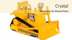  Presentation with bulldozer - Audience pleasing PPT layouts consisting of car mineing - toy bulldozer isolated on white backdrop and a yellow colored foreground